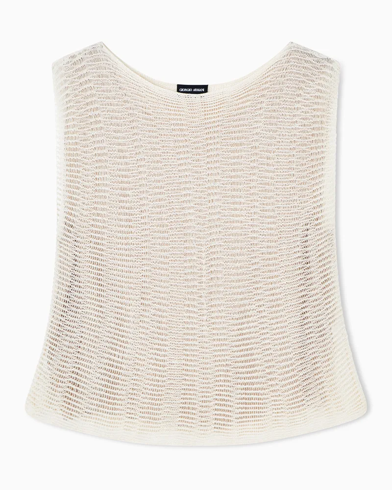 Giorgio Armani Top aus Ramie-Leinenstrick Beige