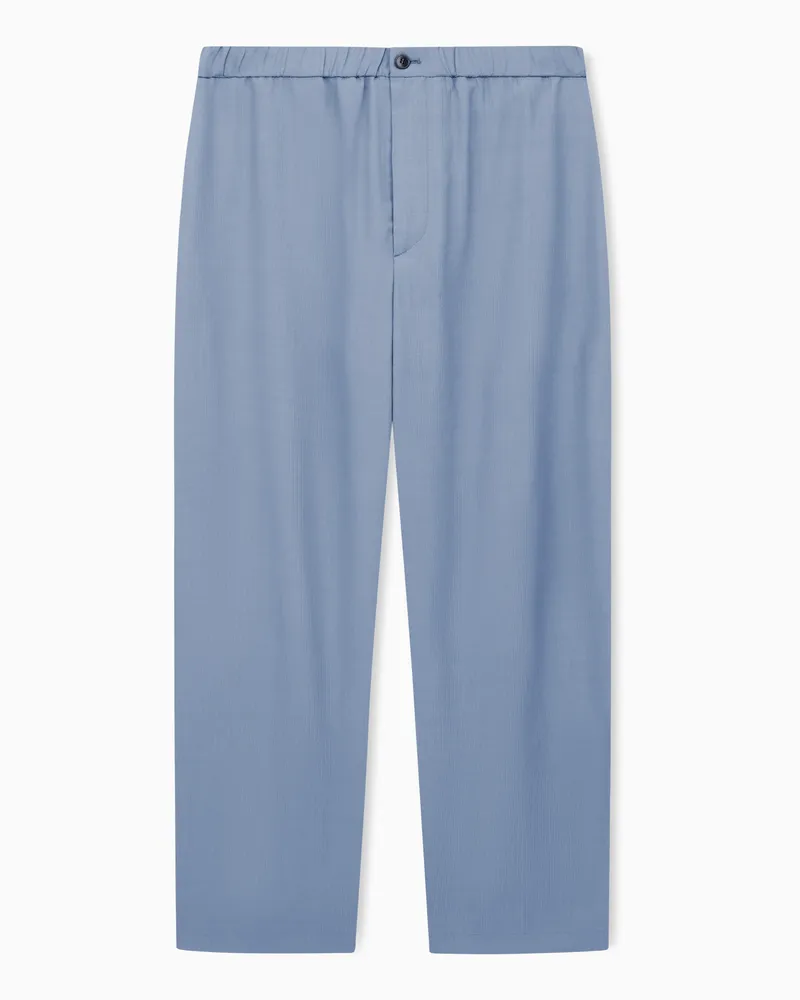 Giorgio Armani Flatfront-Hose aus Canneté-Viskose Hellblau
