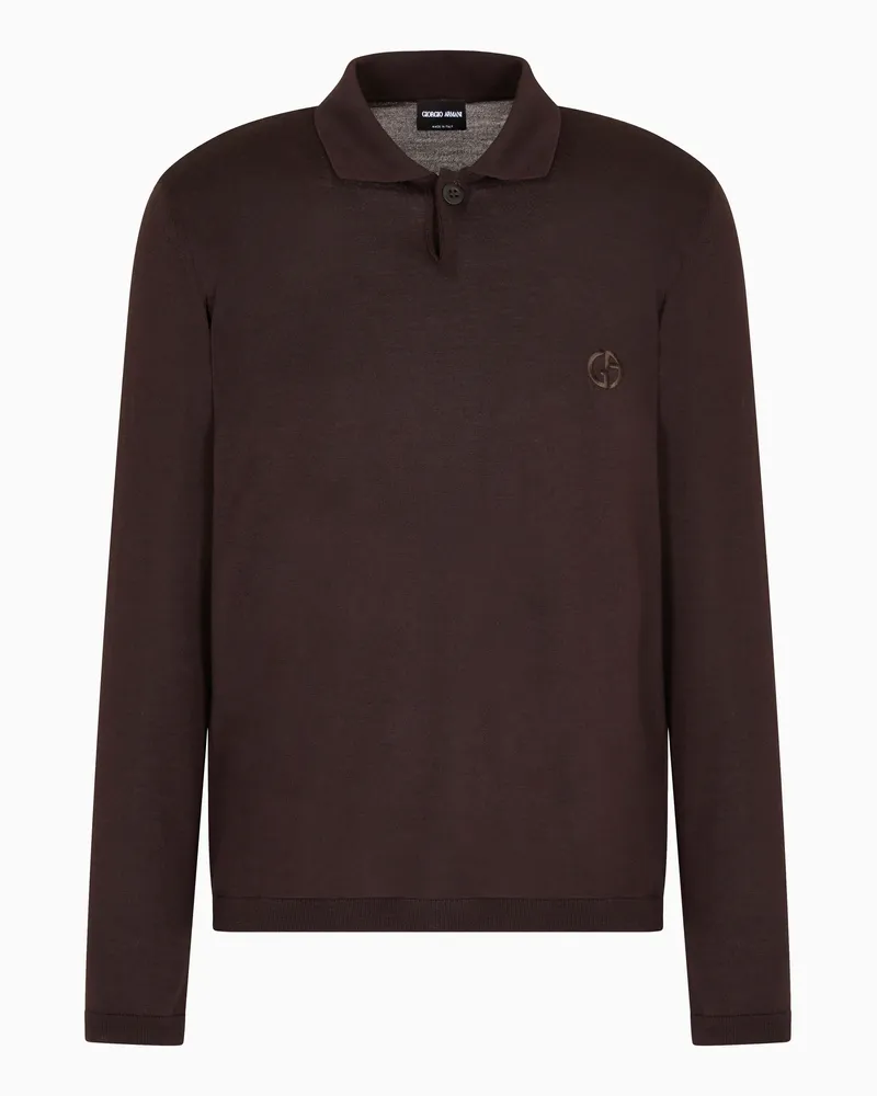 Giorgio Armani Poloshirt mit langen Ärmeln aus Schurwolle 