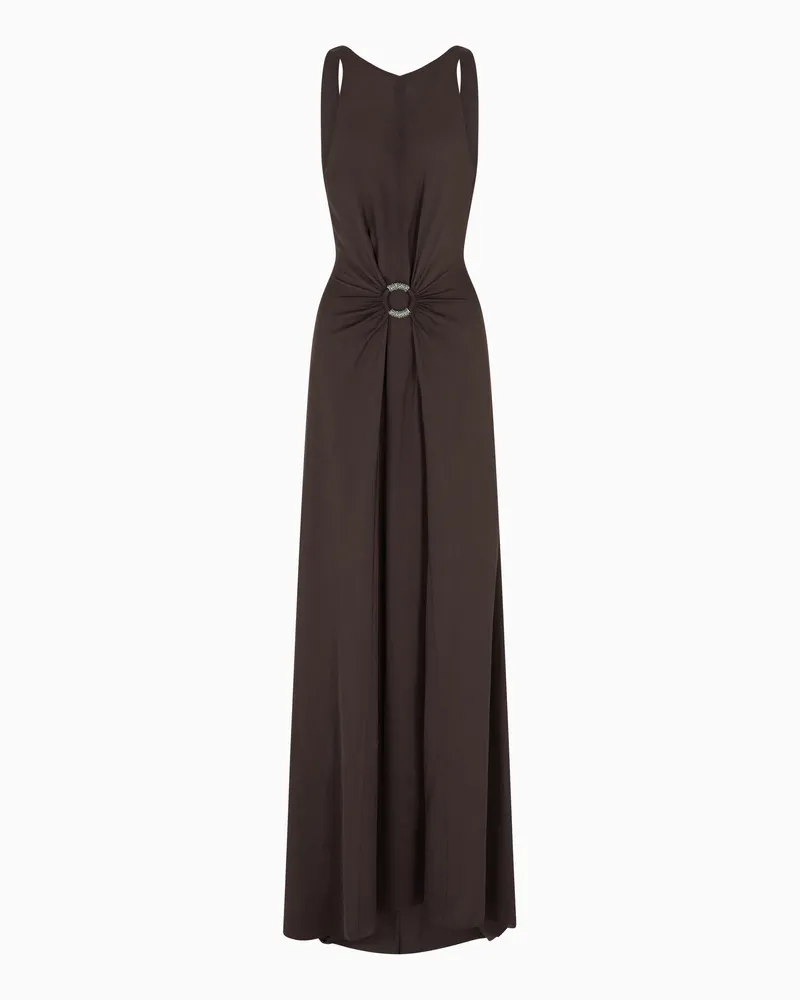 Giorgio Armani Langes Kleid aus dreifachem Seiden-Georgette Braun