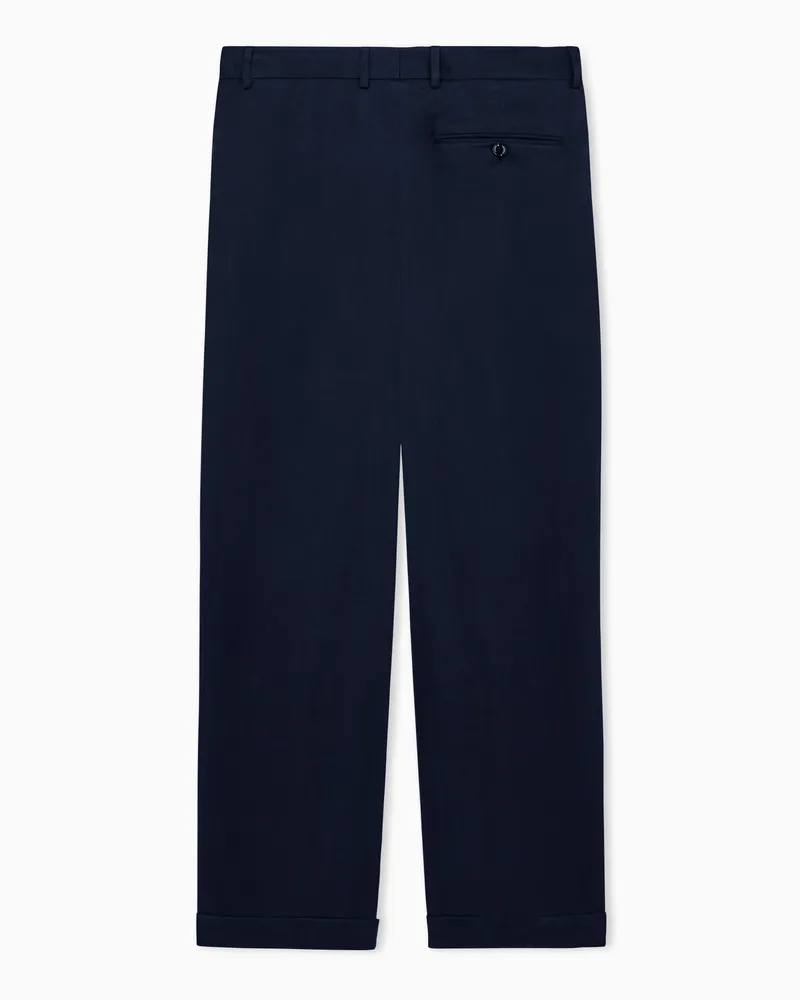 Giorgio Armani Bundfaltenhose aus leichtem Lyocellsatin Blau