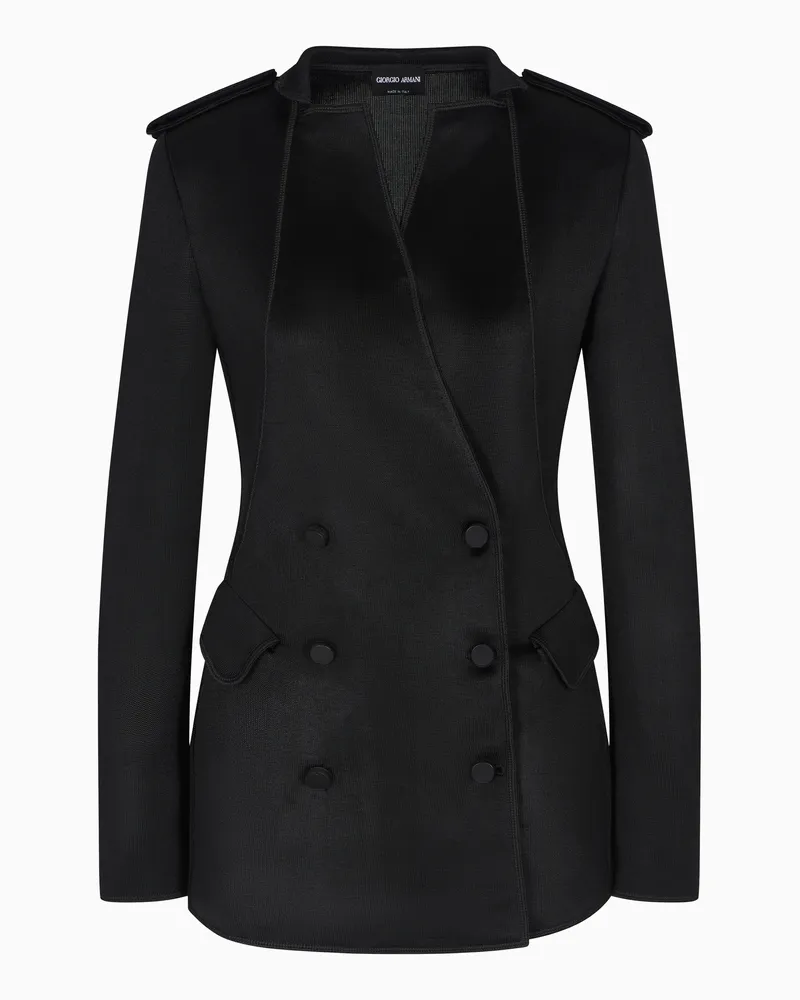 Giorgio Armani Doppelreihiges Sakko aus Viskose-Jersey Schwarz