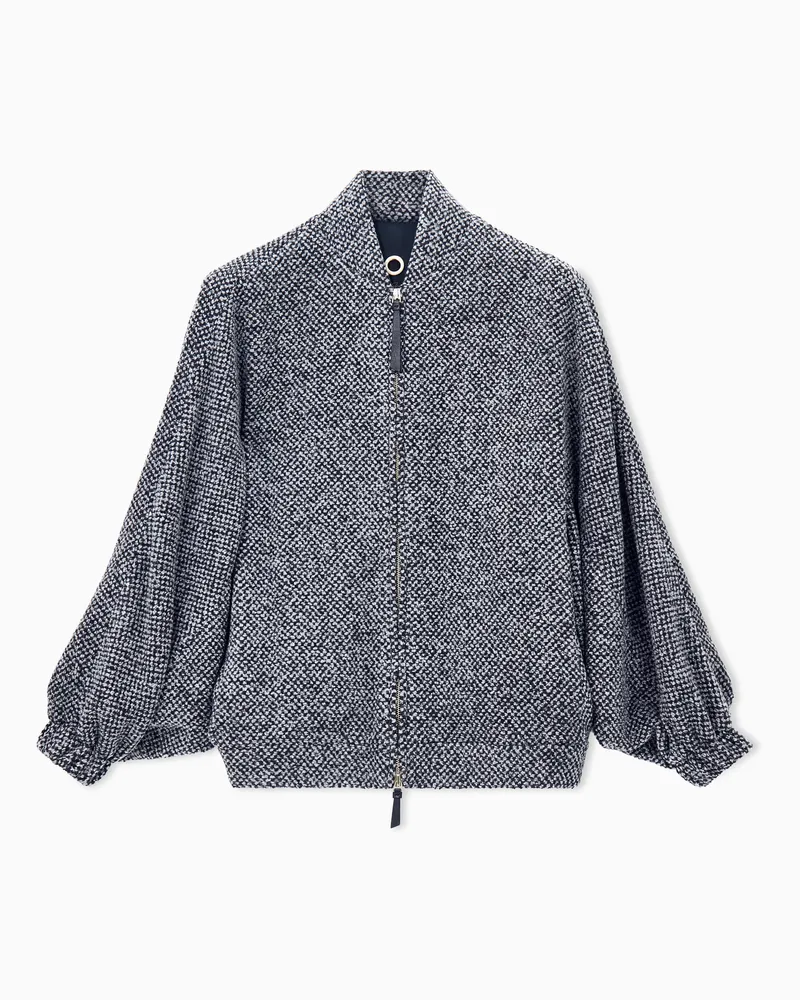 Giorgio Armani Caban Mantel aus Kaschmir und Seide mit Bouclé-Effekt Schwarz