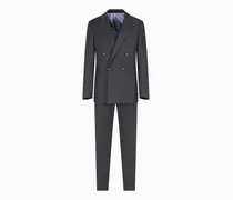 Zweireihiger Anzug der Soho-Linie aus Kaschmir und Baumwollstretch mit Denim-Effekt