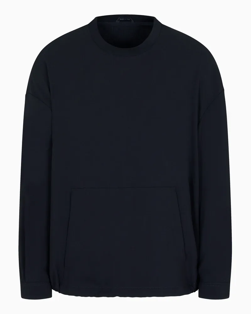 Giorgio Armani Hemd mit Rundhalsausschnitt, gefertigt aus reinem Schurwoll-Krepp Schwarz