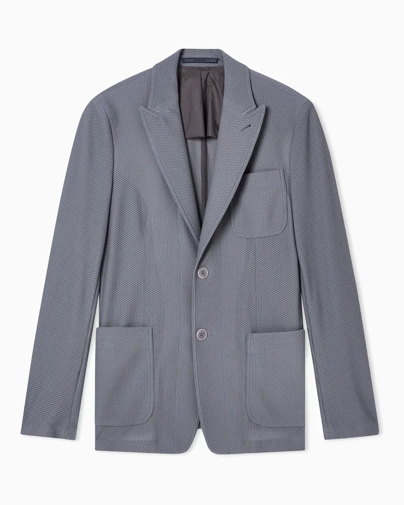 Giorgio Armani Einreihiges Sakko aus geprägtem Funktionsgewebe Grau