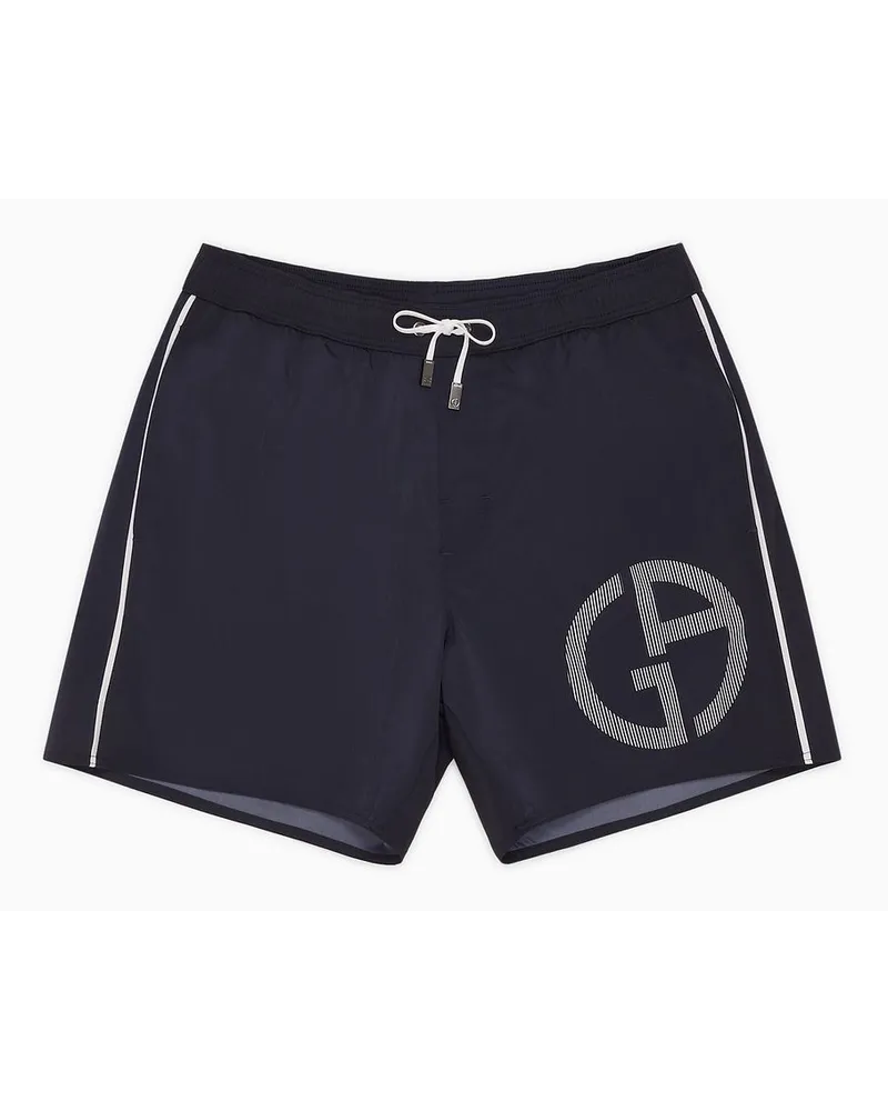 Giorgio Armani Badeboxershorts mit Kontrastierendem Maxi-logo Dunkelblau