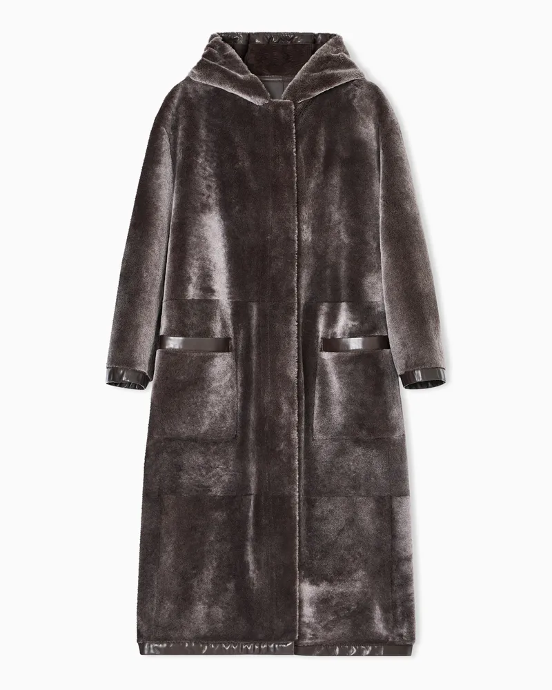 Giorgio Armani Langer Mantel aus Lamm-Shearling Braun