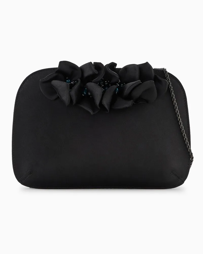 Giorgio Armani Clutch la Prima aus Satin mit applizierten Blumen Gemustert