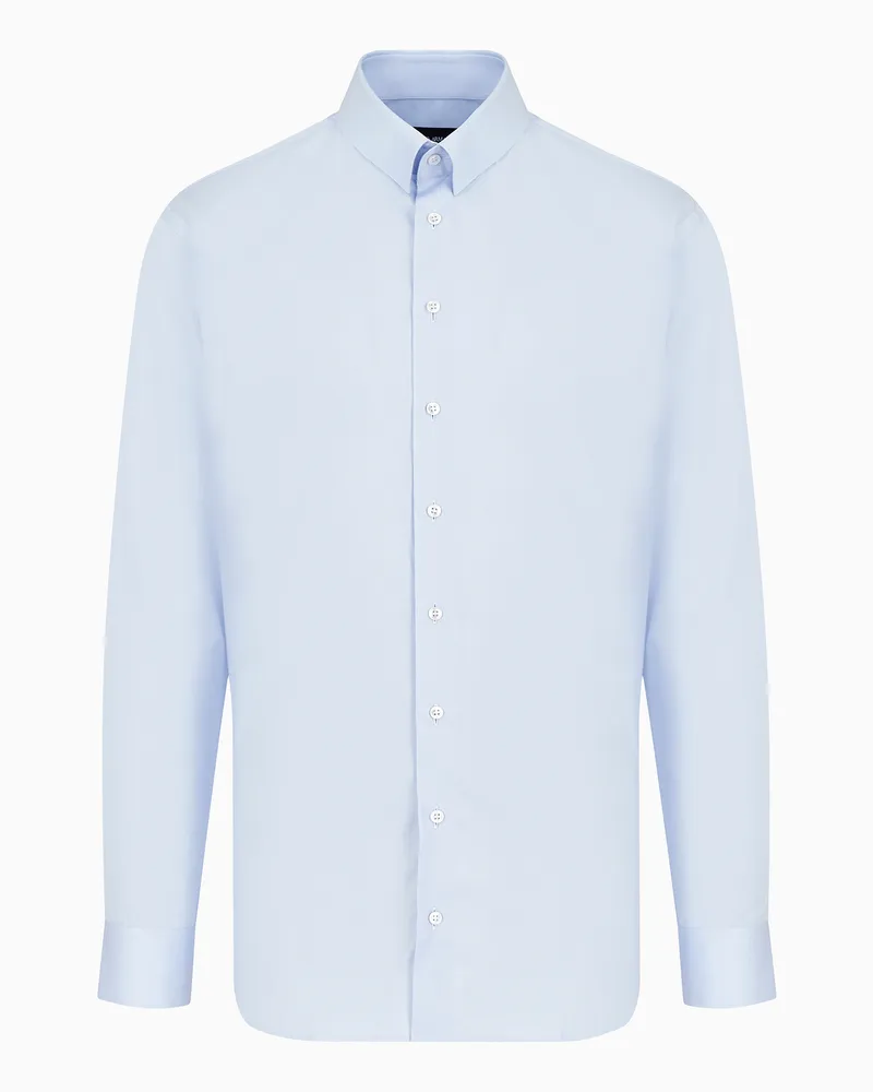 Giorgio Armani Hemd aus luxuriösem Baumwolltwill Hellblau