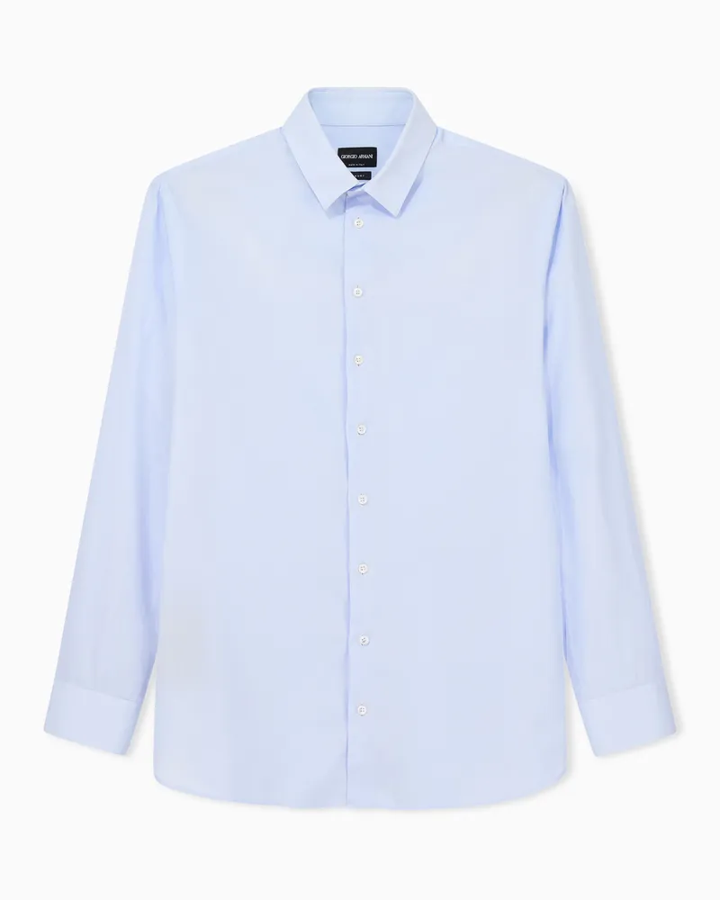 Giorgio Armani Hemd aus luxuriösem Baumwolltwill Hellblau