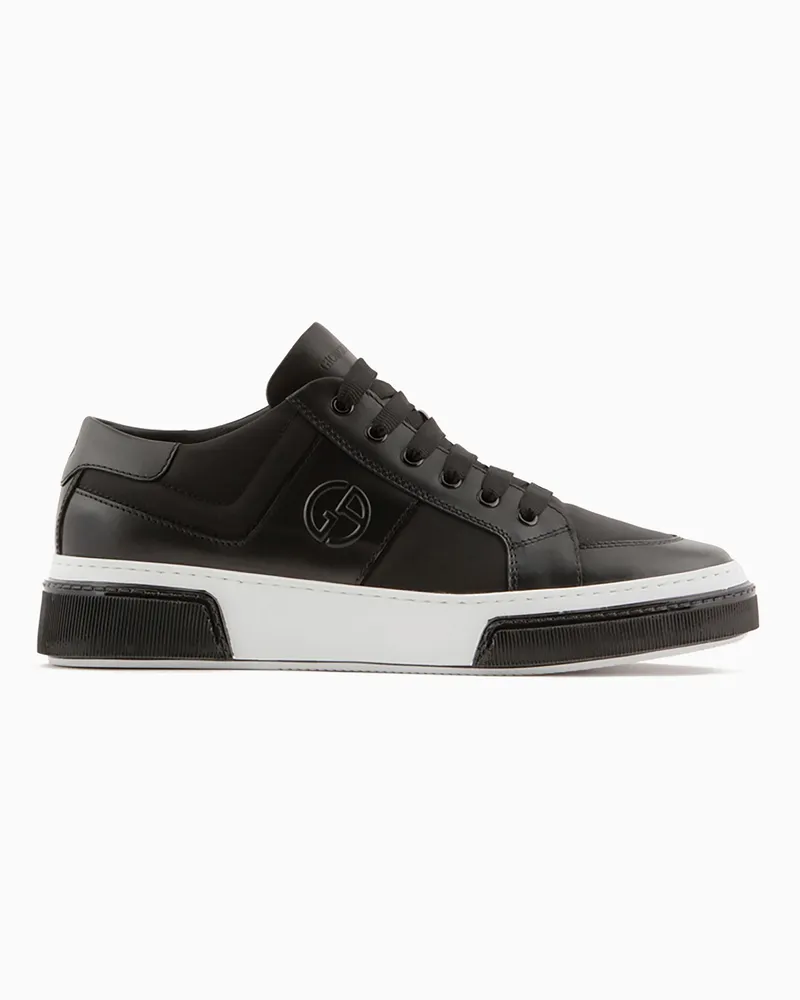 Giorgio Armani Sneaker aus Leder und Stoff Schwarz
