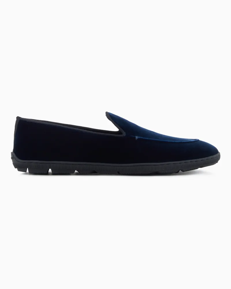 Giorgio Armani Slip-On aus Samt Blau
