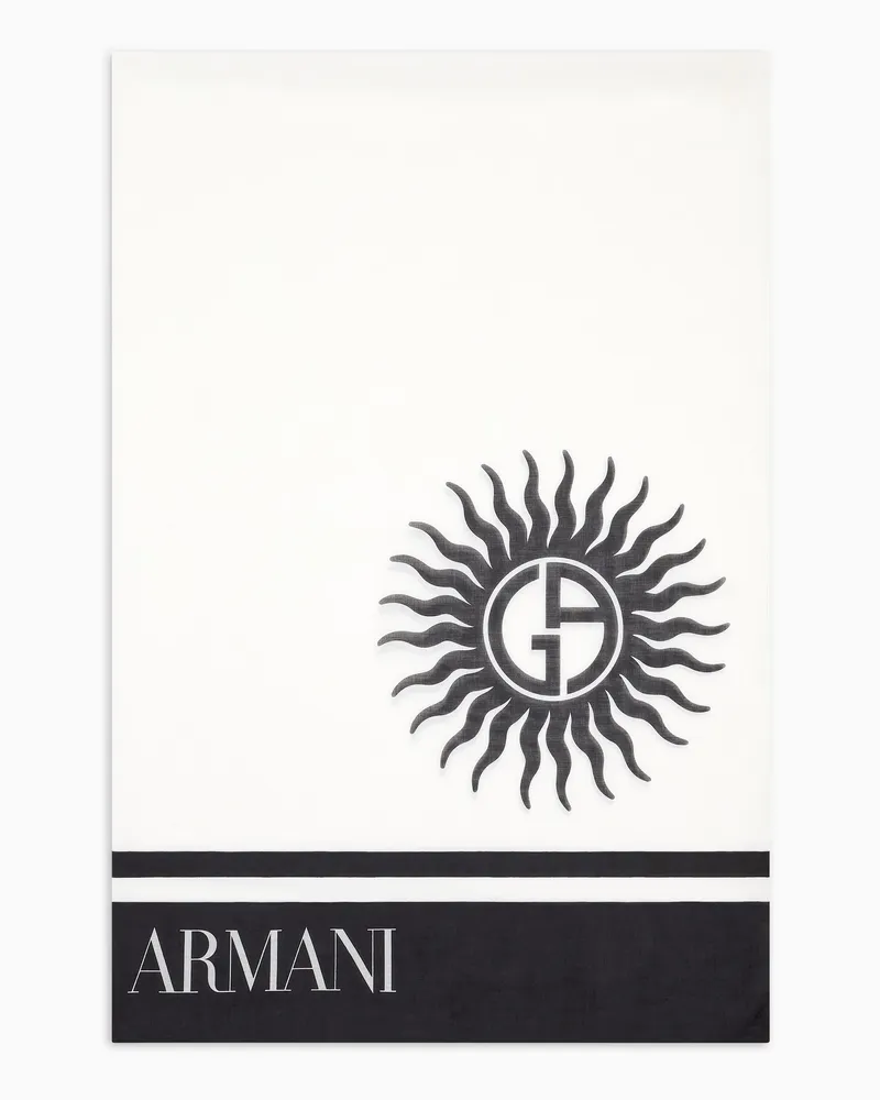 Giorgio Armani Pareo aus zweifarbiger, bedruckter Baumwolle Weiß