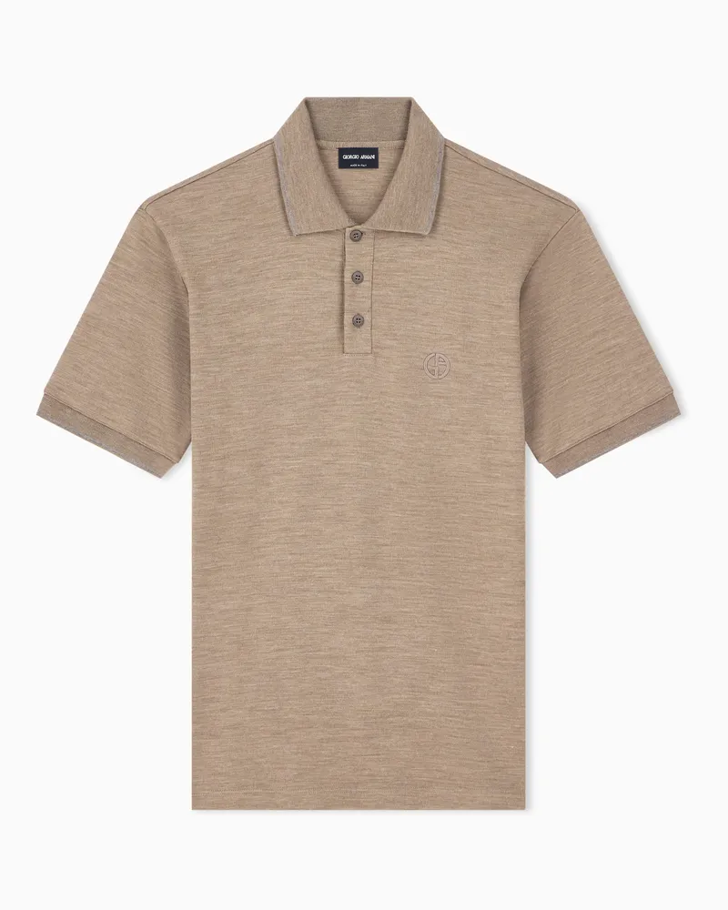 Giorgio Armani Poloshirt Regular Fit aus Schurwolljersey mit Knopfleiste Braun
