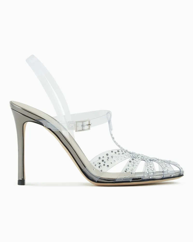 Giorgio Armani Sandalen mit Absatz aus PVC und Strass Transparent
