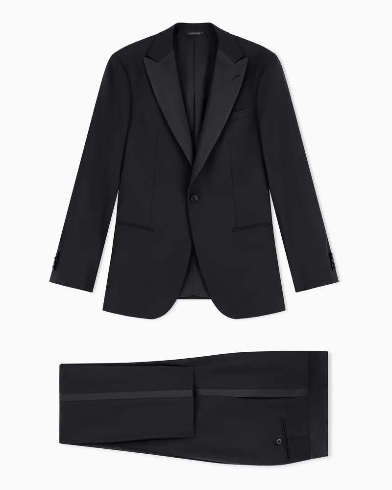 Giorgio Armani Slim-Fit-Smoking aus reiner Wolle mit halbem Canvas aus der Soho-Linie Schwarz