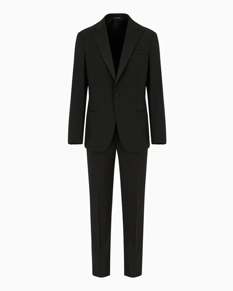 Giorgio Armani Slim-Fit-Smoking aus reiner Wolle mit halbem Canvas aus der Soho-Linie Schwarz