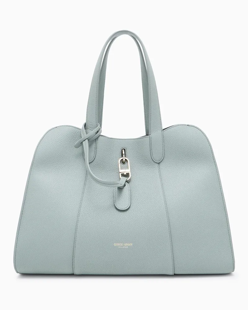 Giorgio Armani Große Tragetasche aus genarbtem Leder Grün