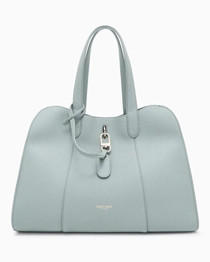 Giorgio Armani Große Tragetasche aus genarbtem Leder Grün