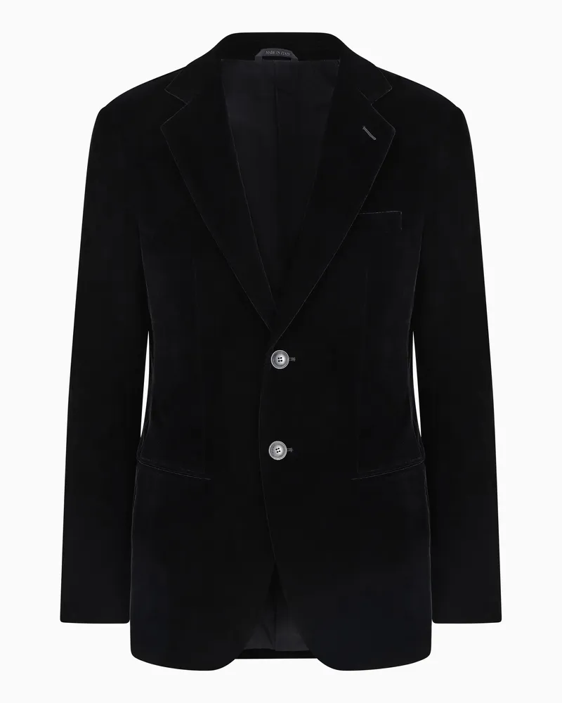 Giorgio Armani Einreihiges Sakko Icon aus der George-Reihe aus Stretch-Samt Schwarz