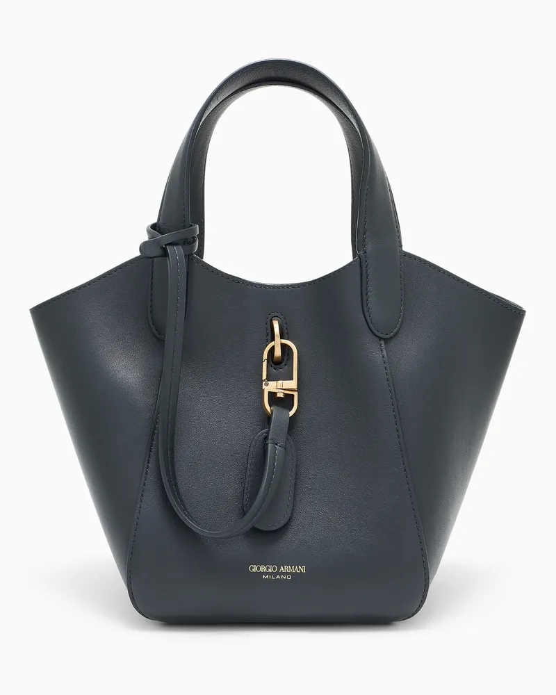 Giorgio Armani Handtasche aus Leder mit geometrischem Boden und Pochette Grau
