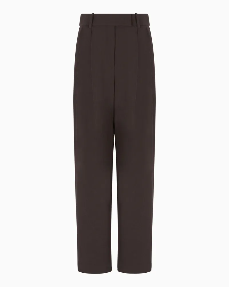 Giorgio Armani Hose mit zwei Bundfalten aus elastischer Schurwolle Braun
