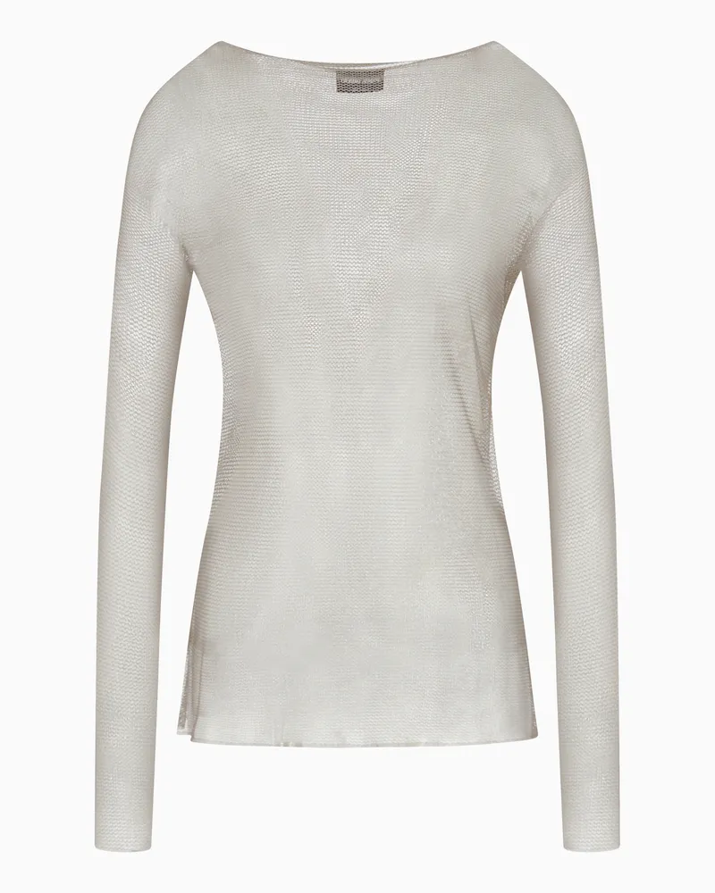 Giorgio Armani Pullover aus Viskose-Mischung mit Maschenmuster Silber