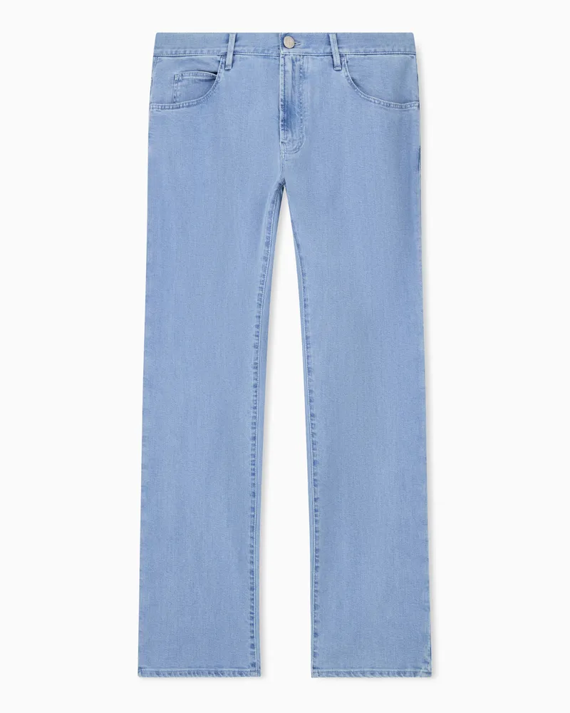 Giorgio Armani Five-Pocket-Hose in Regular Fit aus elastischem Baumwolldenim Blau