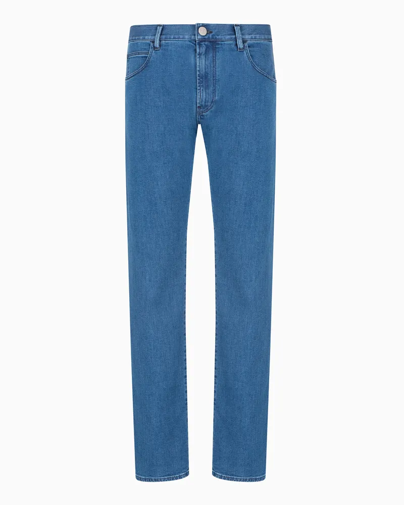 Giorgio Armani Five-Pocket-Hose in Regular Fit aus elastischem Baumwolldenim Blau