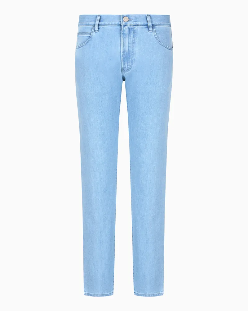 Giorgio Armani Five-Pocket-Hose in Regular Fit aus elastischem Baumwolldenim Blau