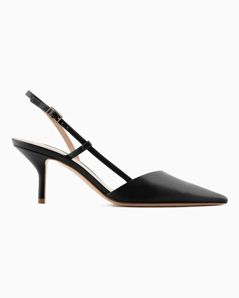 Giorgio Armani Slingbacks aus Leder Schwarz