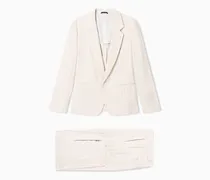 Einreihiger Anzug aus Viskose und Jacquard-Leinen