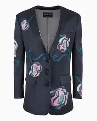 Giorgio Armani Einreihiges Sakko Aus Seidenfaille mit Blumenprint Gemustert