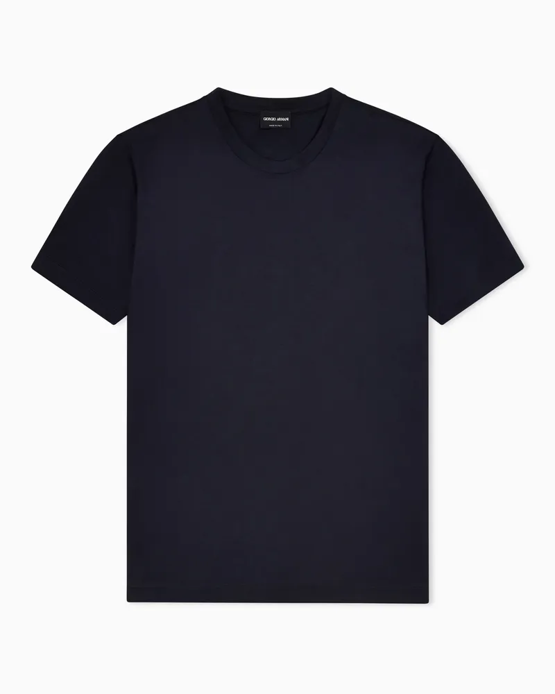 Giorgio Armani T-Shirt aus einem Seiden- und Baumwollgemisch Blau