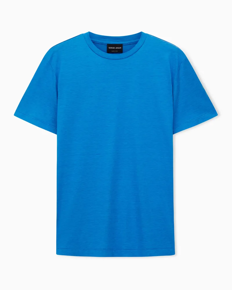 Giorgio Armani T-Shirt aus einem Seiden- und Baumwollgemisch Blau