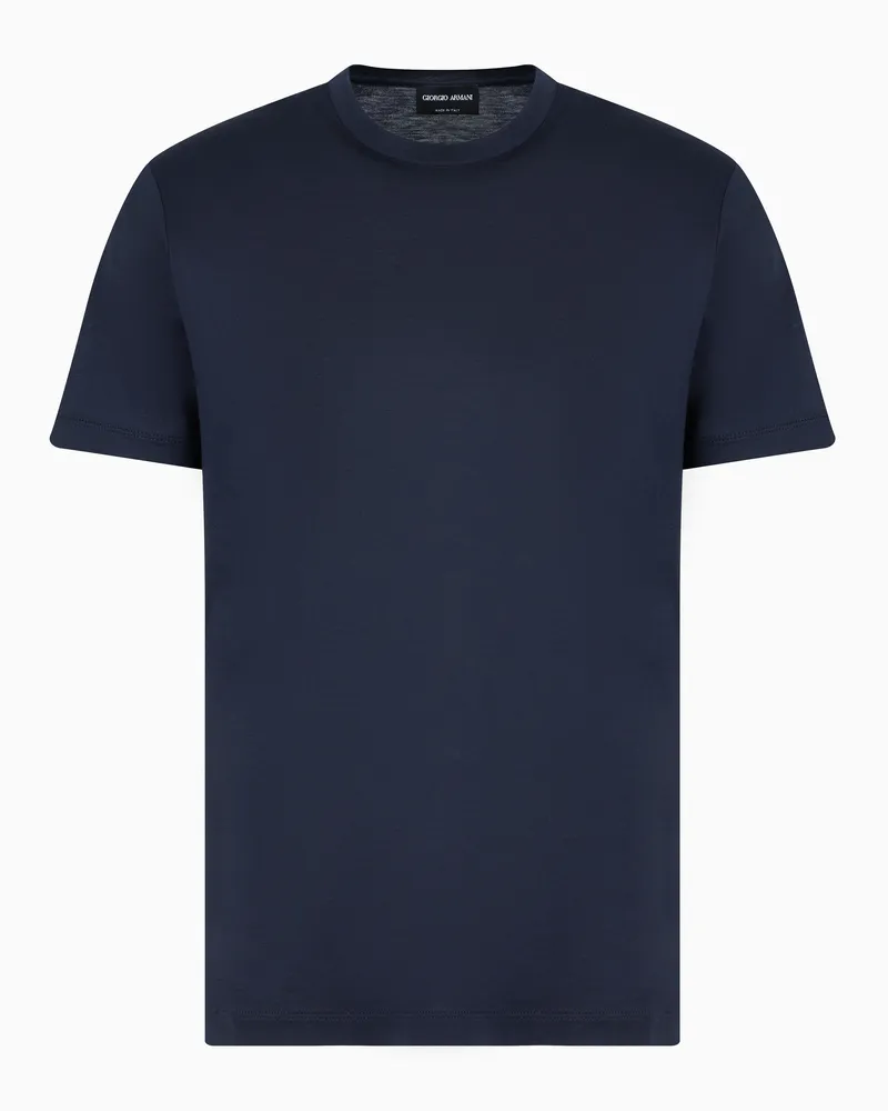 Giorgio Armani T-Shirt aus einem Seiden- und Baumwollgemisch Blau