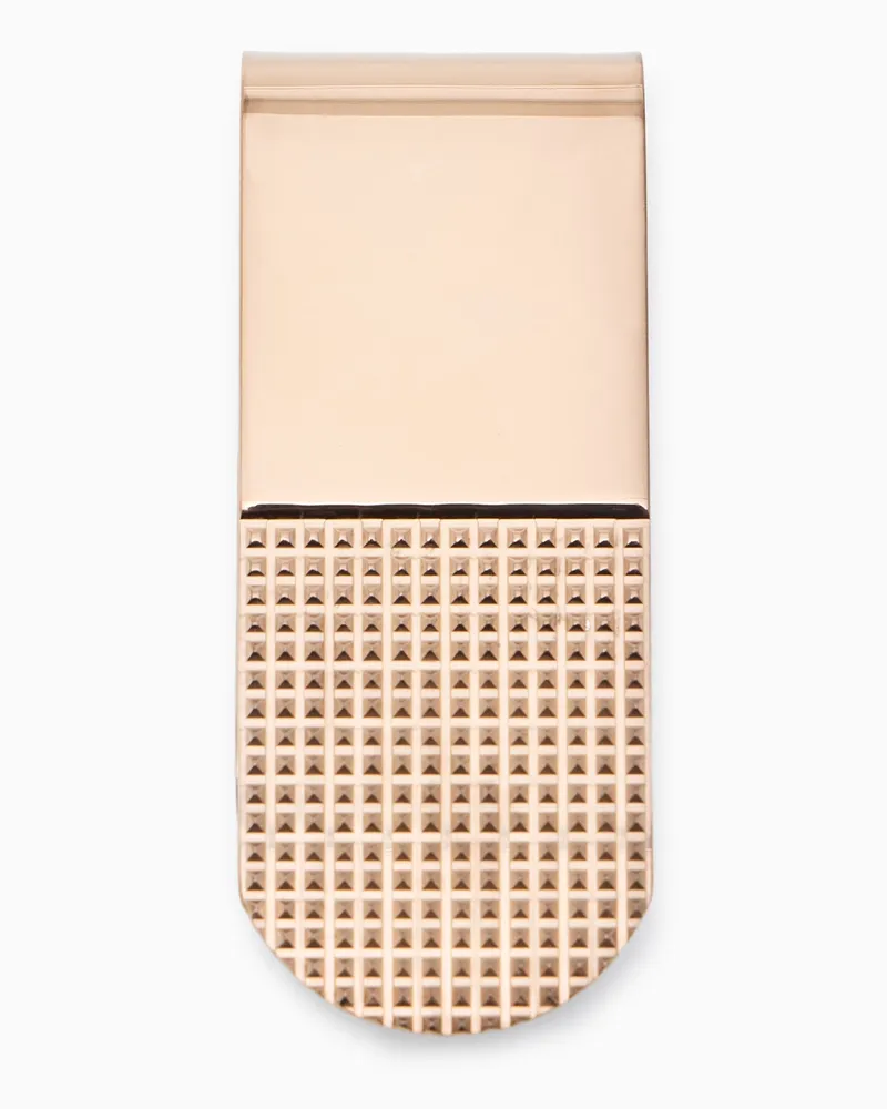 Giorgio Armani Geldscheinclip aus 925er Silber mit Schraffur-Muster Goldfarben