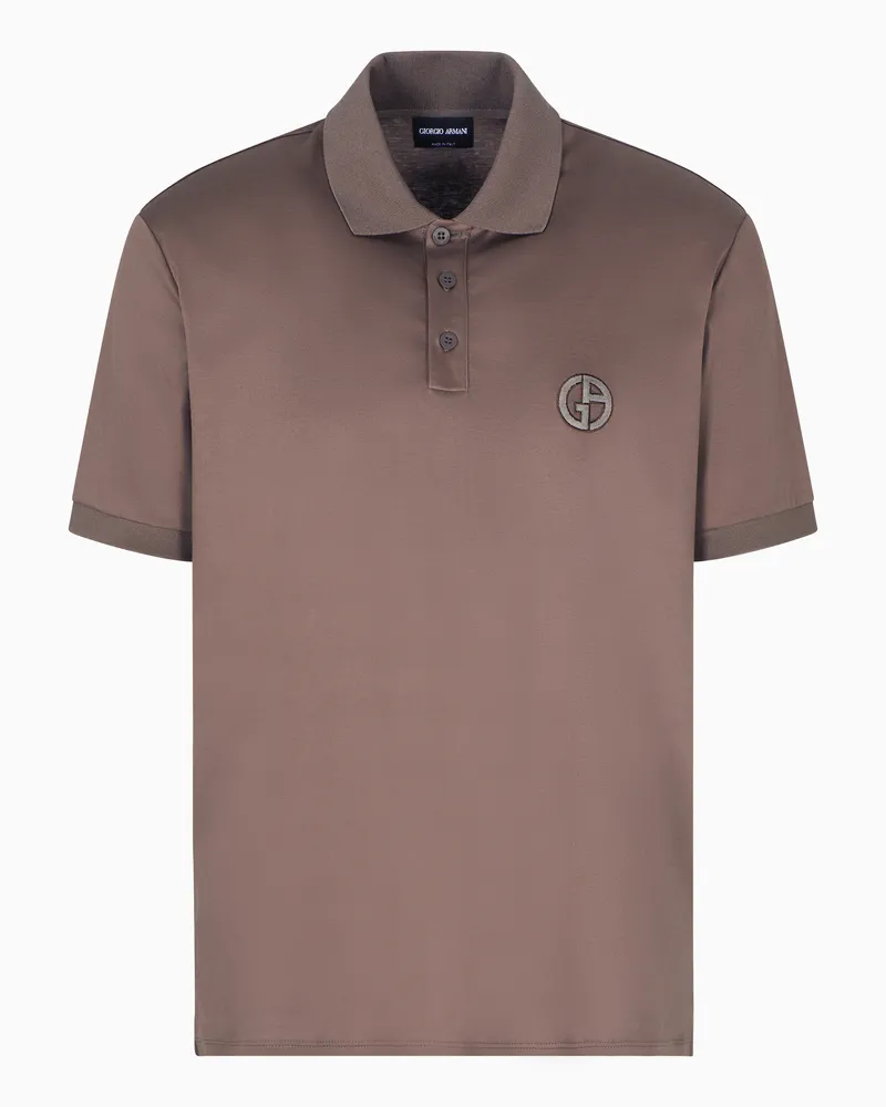 Giorgio Armani Poloshirt aus Baumwoll-Interlock mit Logostickerei Beige