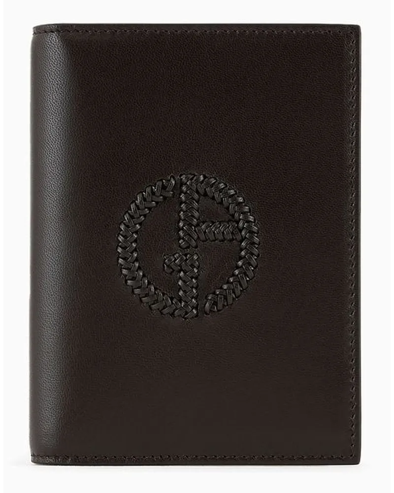 Giorgio Armani Bifold-passetui Aus Leder mit Aufgesticktem Logo Braun