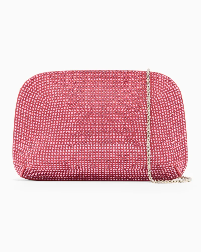 Giorgio Armani Clutch la Prima aus Satin mit Strass Rot