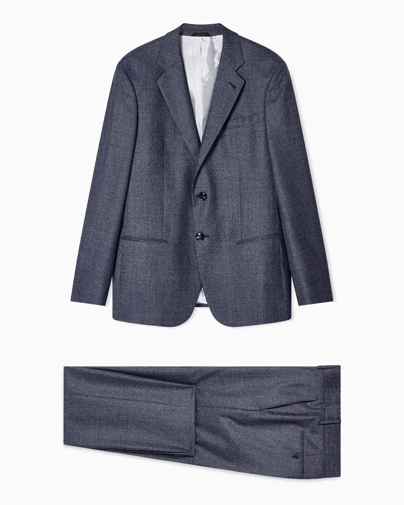 Giorgio Armani Einreihiger Anzug der Soho-Linie aus Schurwolle mit Hahnentritt-Muster Grau