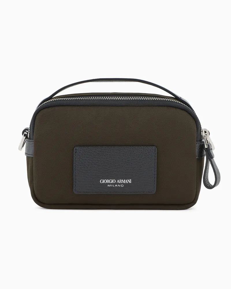 Giorgio Armani ASV Crossbody Bag im Mini-Format aus Nylon und Leder Grün