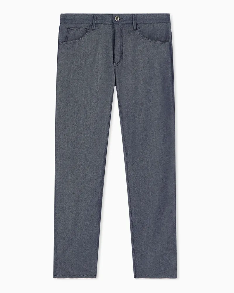 Giorgio Armani 5-Pocket-Hose im Regular Fit aus Denim-Twill und Seide Blau
