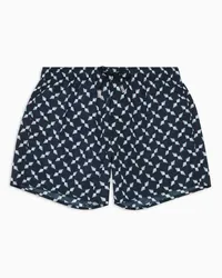 Giorgio Armani Badeboxershorts Aus Jacquard-stoff mit Print Marineblau