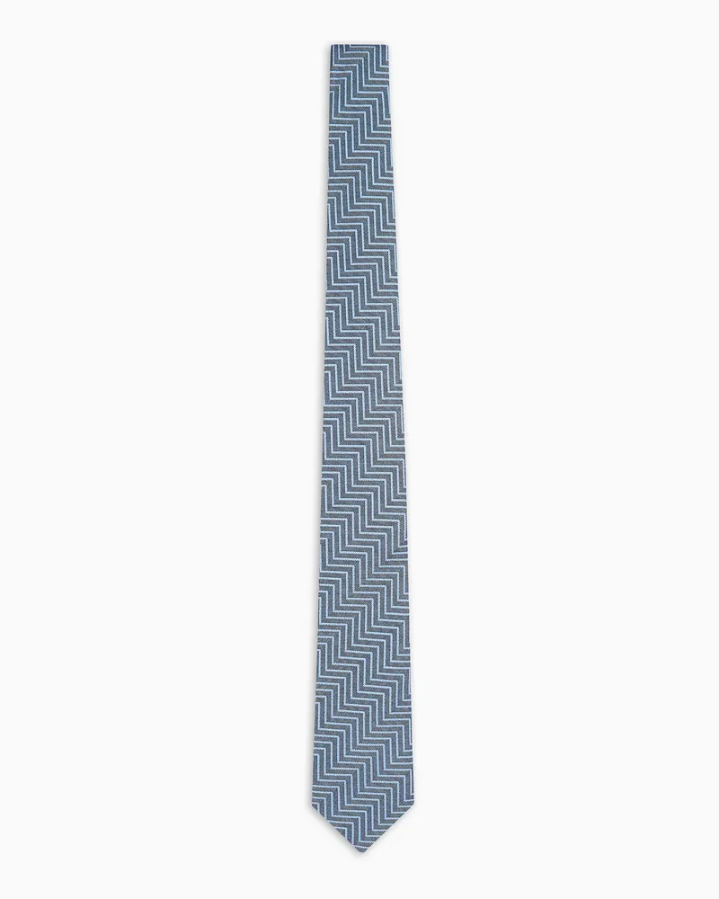 Giorgio Armani Krawatte aus Seiden-Jacquard mit Fischgratmuster Hellblau