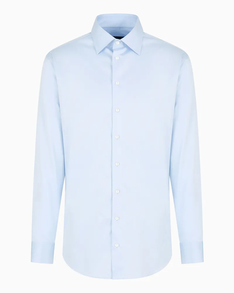 Giorgio Armani Klassisches Hemd aus Baumwolltwill Hellblau