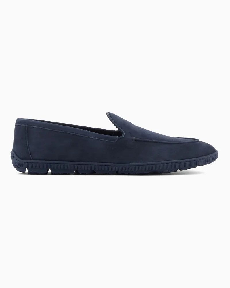 Giorgio Armani Slip-Ons aus Veloursleder Blau