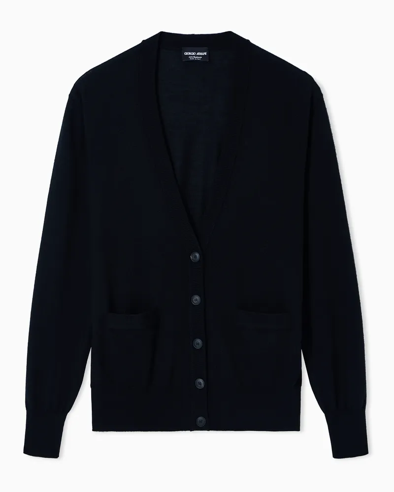 Giorgio Armani Langer Cardigan aus reinem Kaschmir Schwarz
