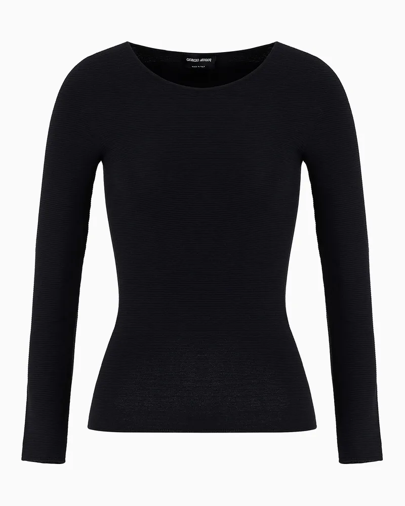 Giorgio Armani Pullover mit langen Ärmeln aus Viskose in Links-Verarbeitung Marineblau
